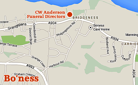 Bo'ness funeral parlour map
